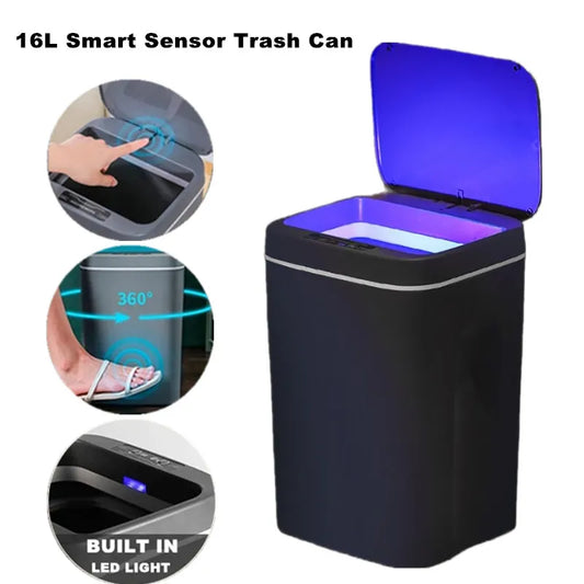 Sensor Trash Can Electric Touchless Smart Bin Kitchen Bathroom Waterproof Bucket Garbage With Lid Home Wastebasket